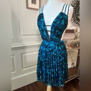 bebe Teal and Black Backless Dress
